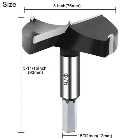 NICAVKIT carbide forstner bit with hex 12mm shank for secure grip