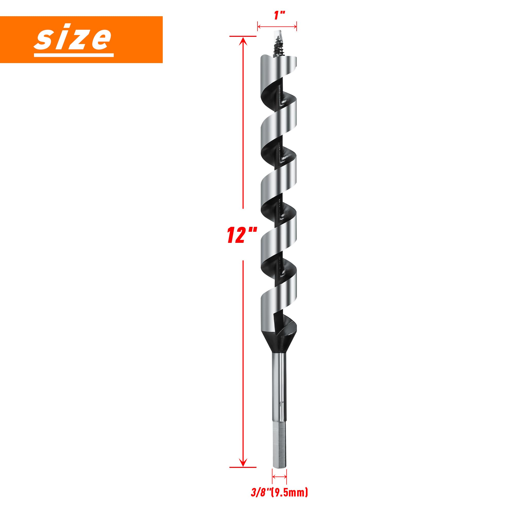 NICAVKIT hex-shank augur bit enables stable 3-8 inch drilling.