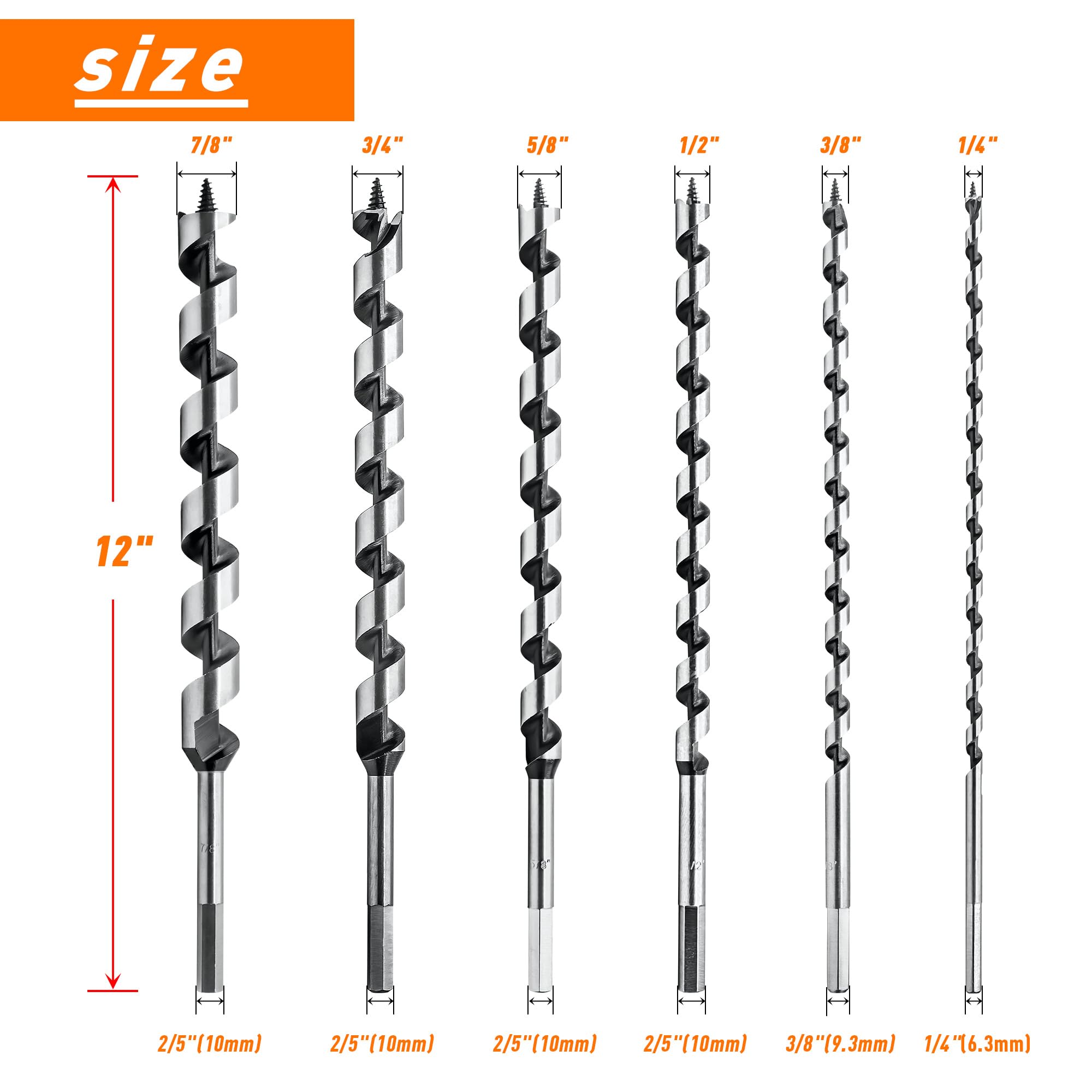 NICAVKIT hex shank bore bits for secure drill grip during boring tasks