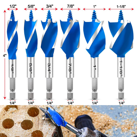 NICAVKIT 5/8 inch auger bit creates precise pilot holes in hardwood with minimal tearing