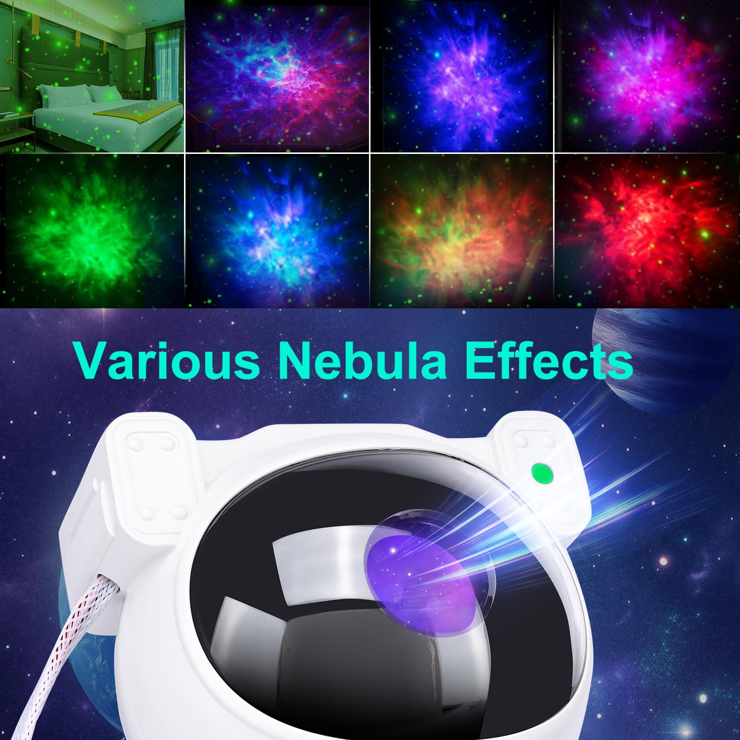 NICAYET Star Projector nebula clouds create immersive space scenes ideal for bedtime relaxation.