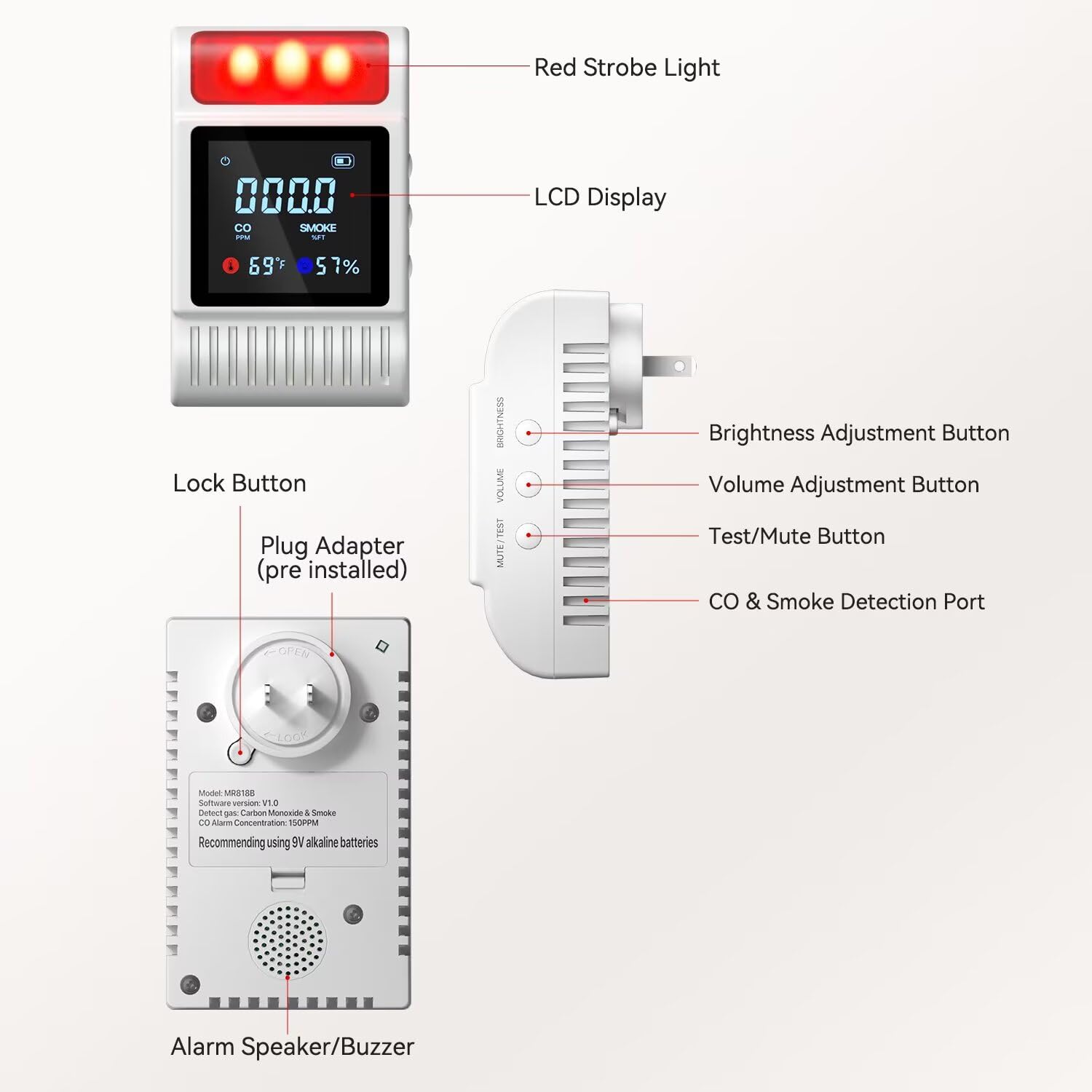 Nicbee 5-in-1 adjustable brightness and volume controls.