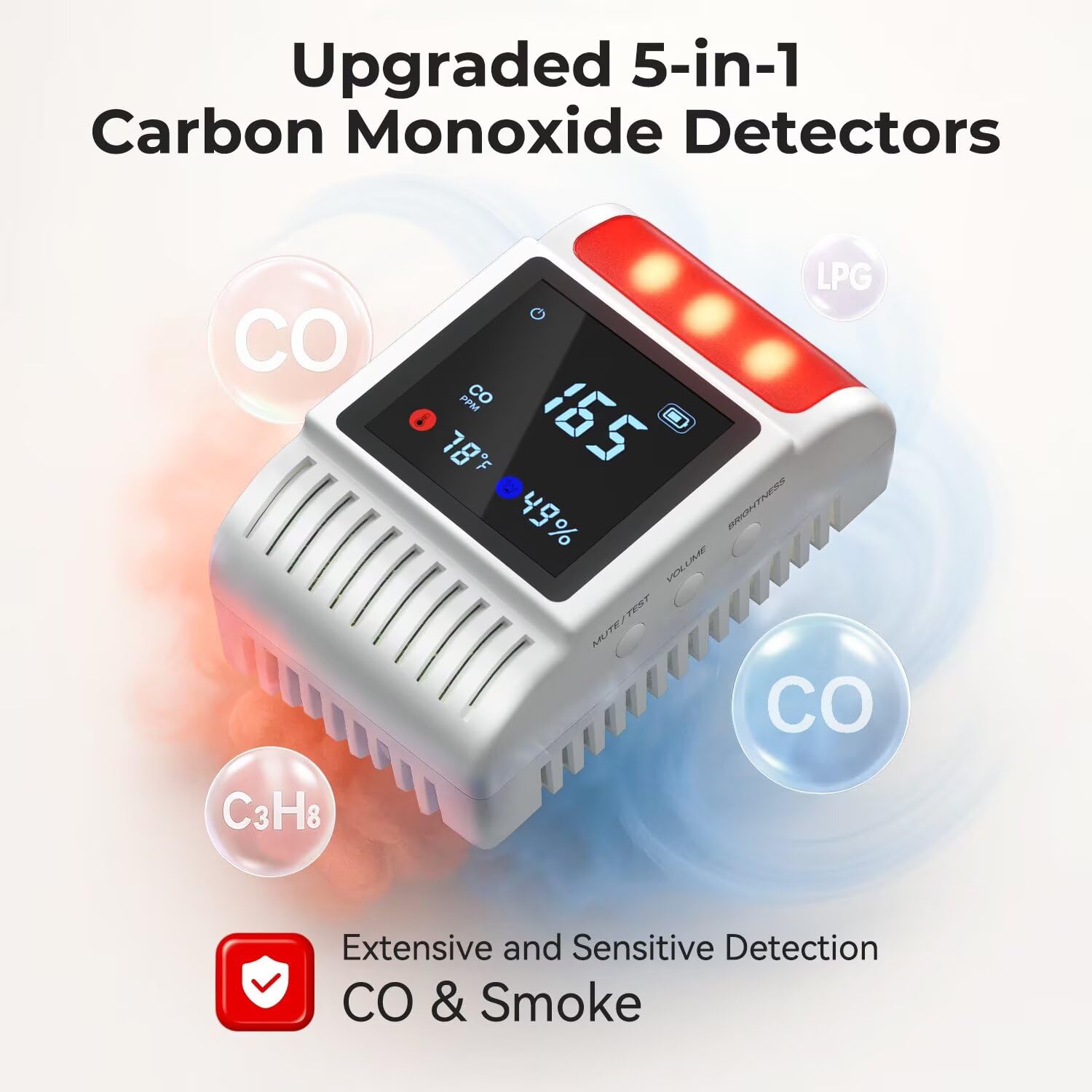 Nicbee 5-in-1 detector side angle shows plug-in design.