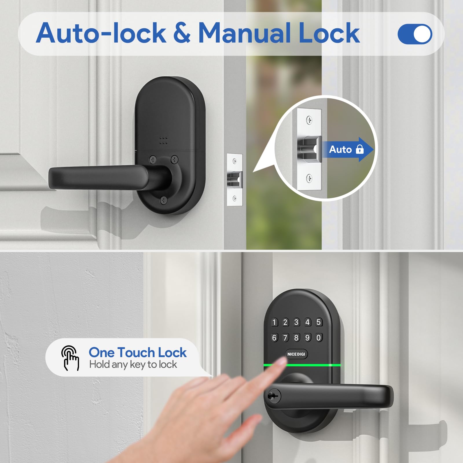 Nice Digi keypad lock features silent mode for discreet use.