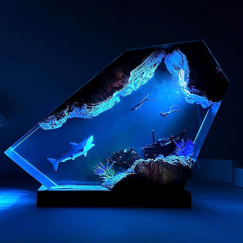 NICE HERA shark ocean resin lamp unique gift idea.