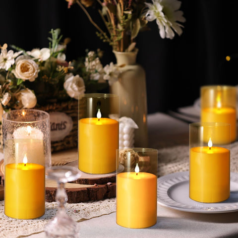 NICEME amber flickering flameless candle close-up showing realistic 3D wick touch.