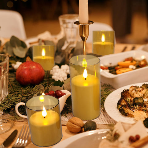 NICEME amber candle with timer automatically lights every evening.