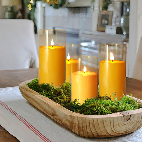 NICEME LED pillar candle in soft warm glow ideal for table decor.