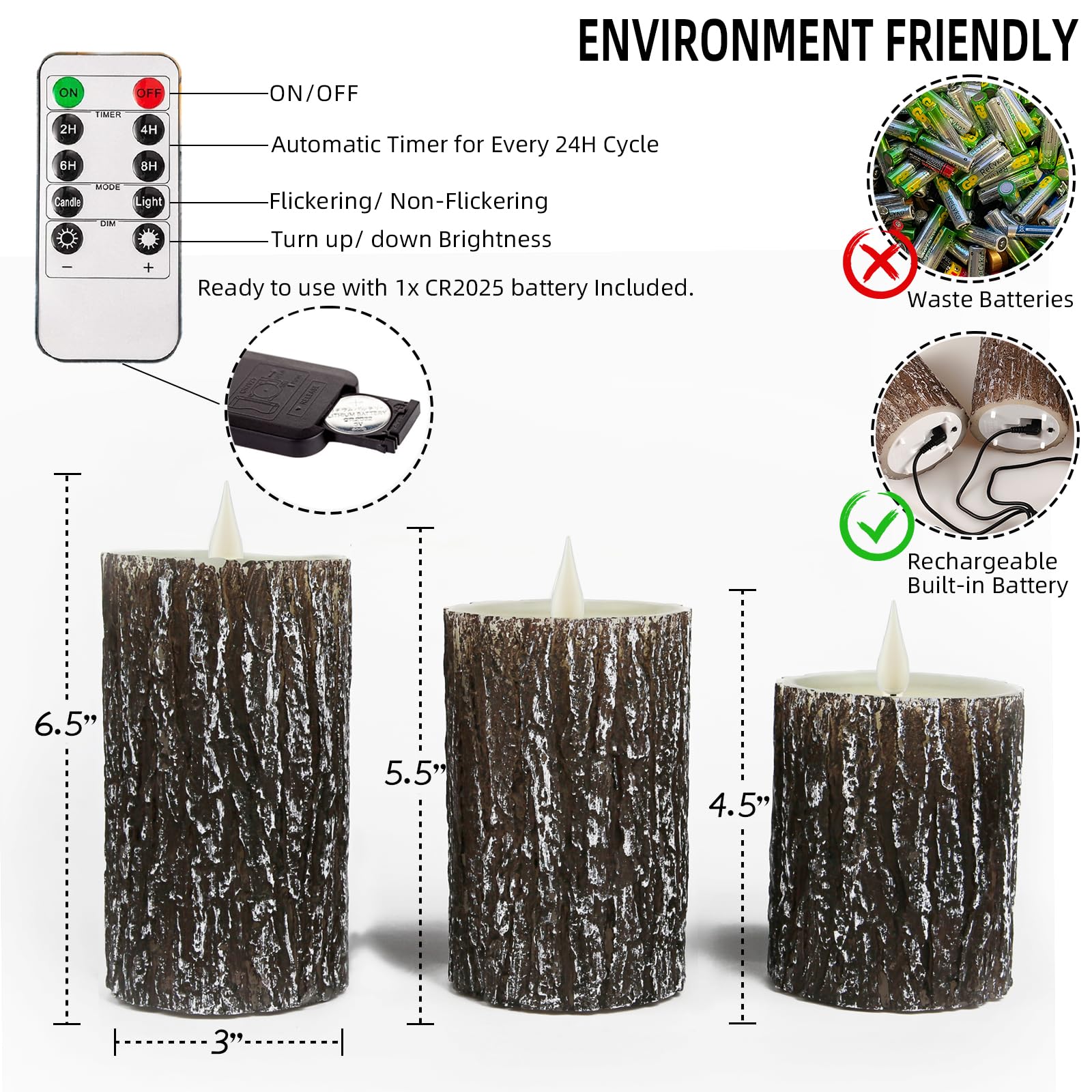 NICEME pine bark candle enhances dining-room decor with natural texture.