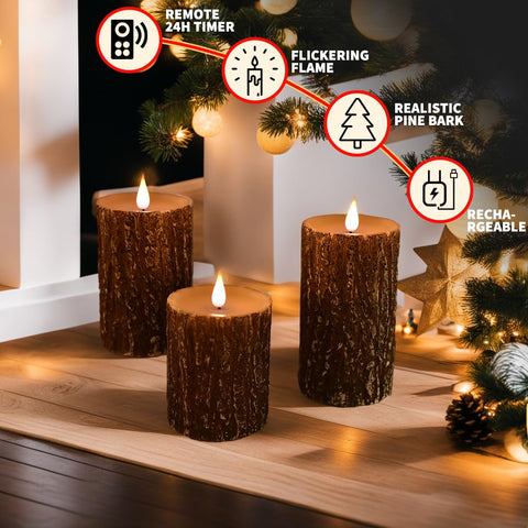 NICEME pine bark candle remote-control view for easy operation and timing.