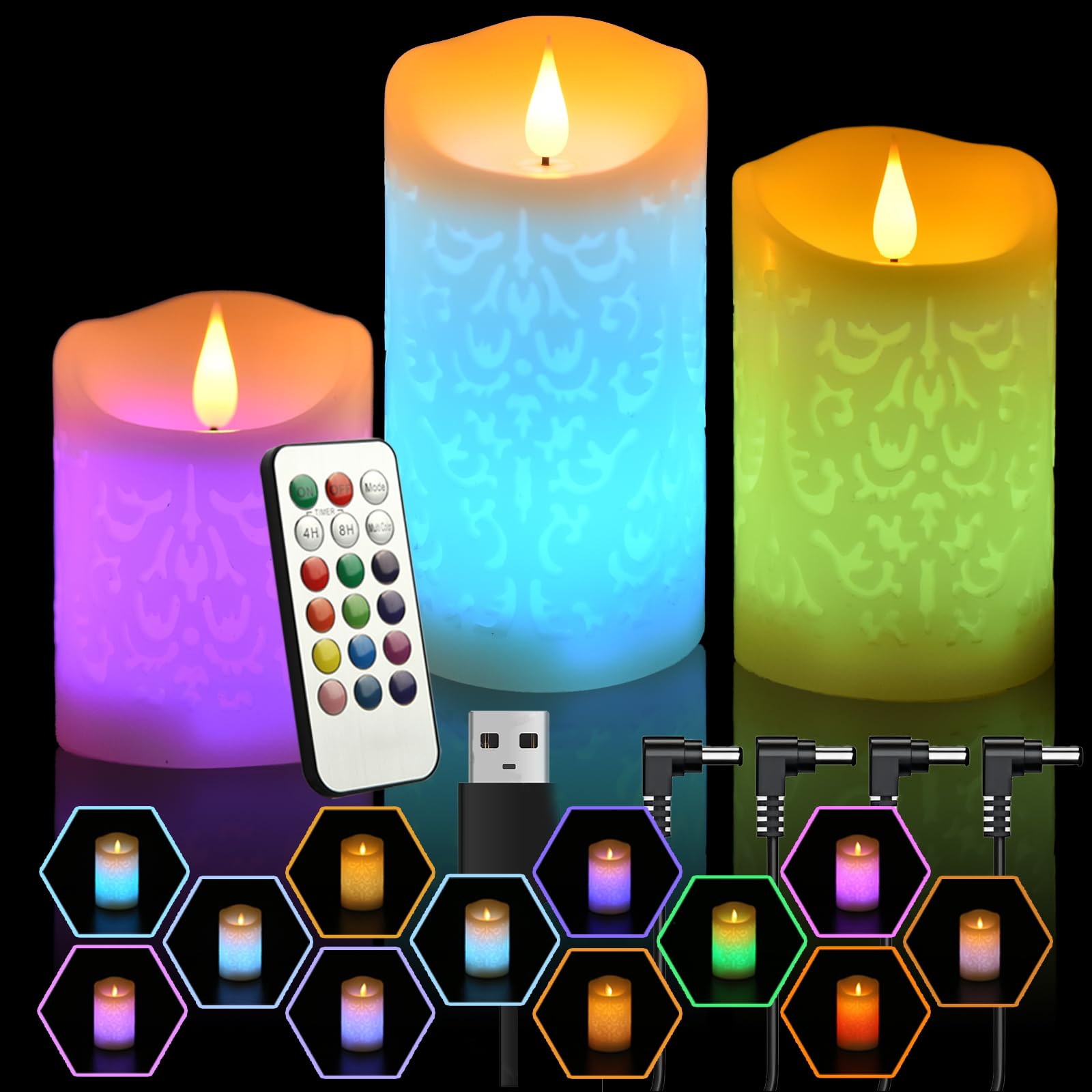 NICEME rechargeable color-changing candles with remote for easy ambient lighting
