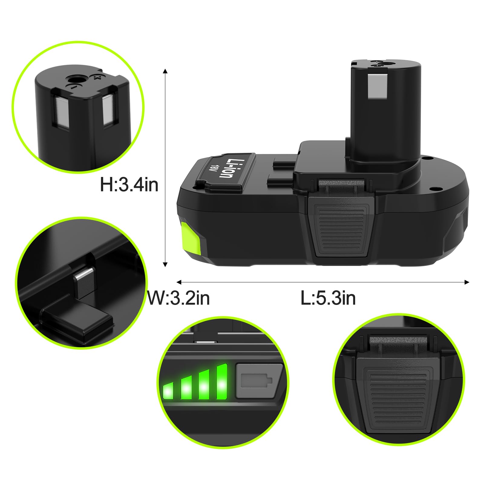 Nicetoro 18V battery safety protection icon highlighting safe charging and storage.