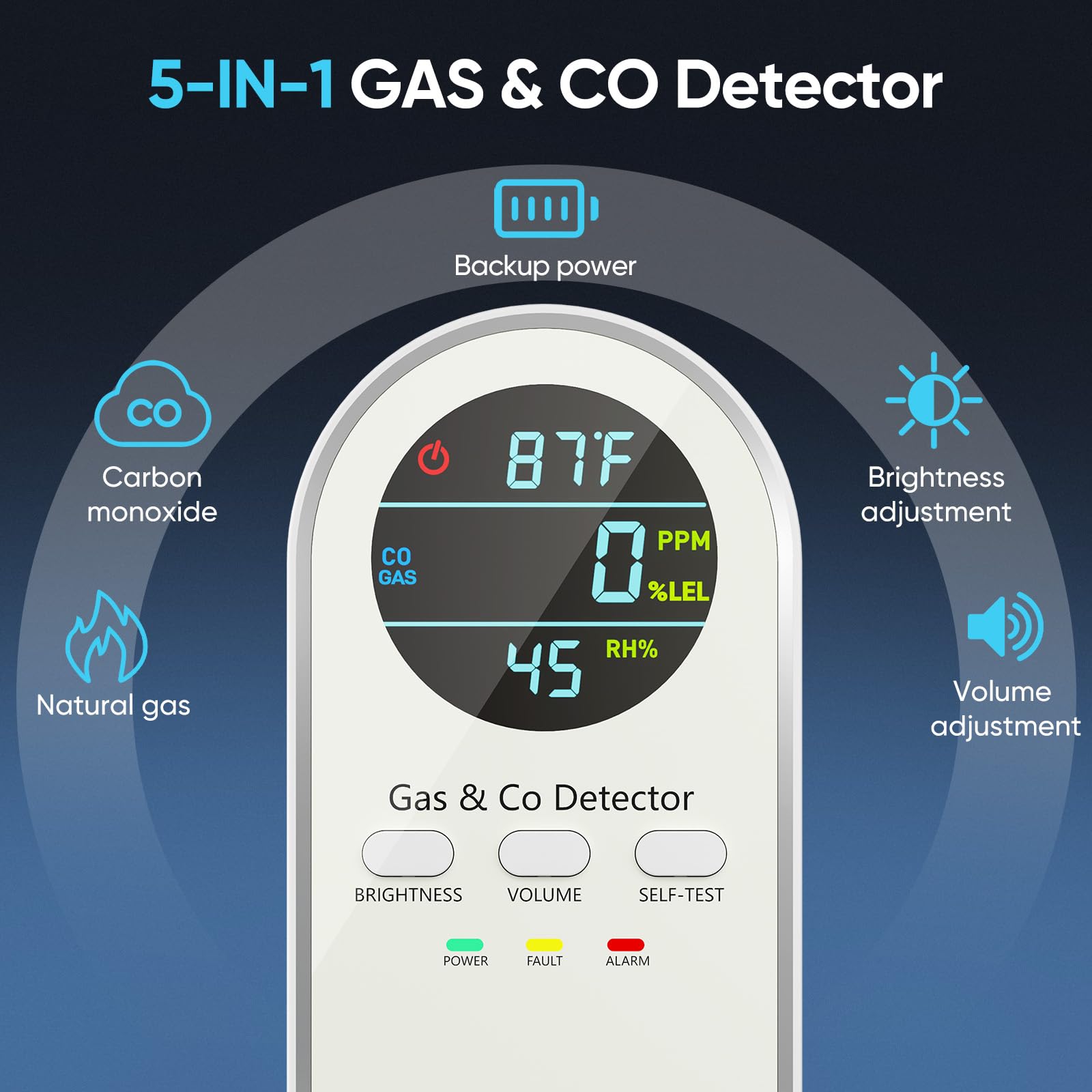 NICGOL plug-in detector with backup power for continuous protection