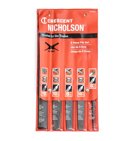Nicholson 10-inch half-round bastard file from the set, designed for aggressive material removal.