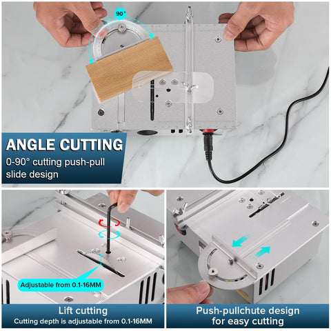 Nicklaua Mini Table Saw aluminum alloy body emphasizing durability