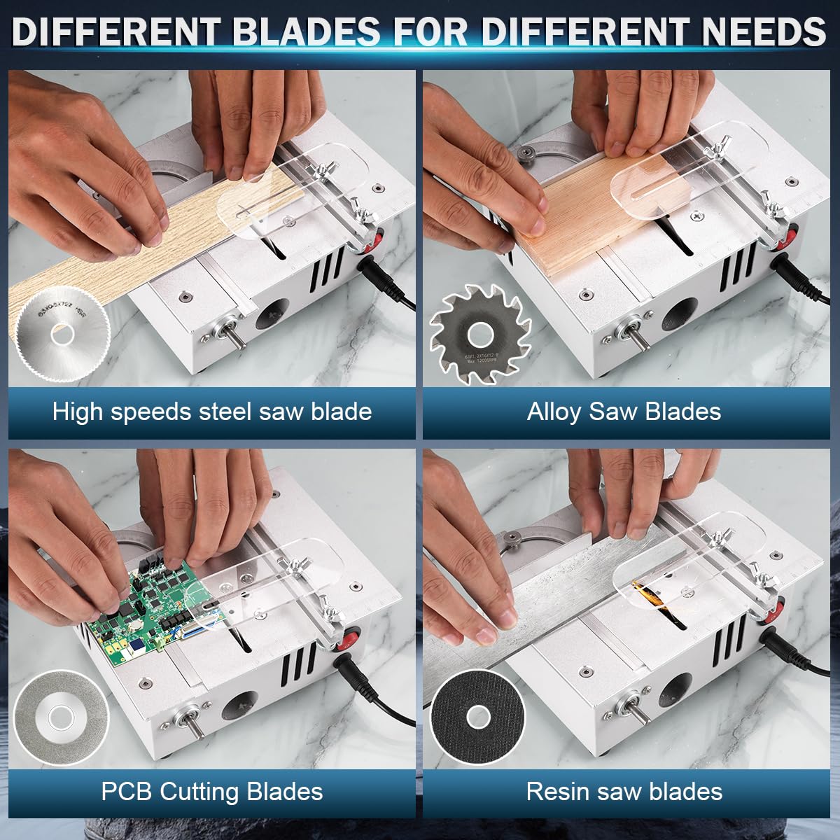 Nicklaua Mini Table Saw angle dial area showing 0-90 degree options