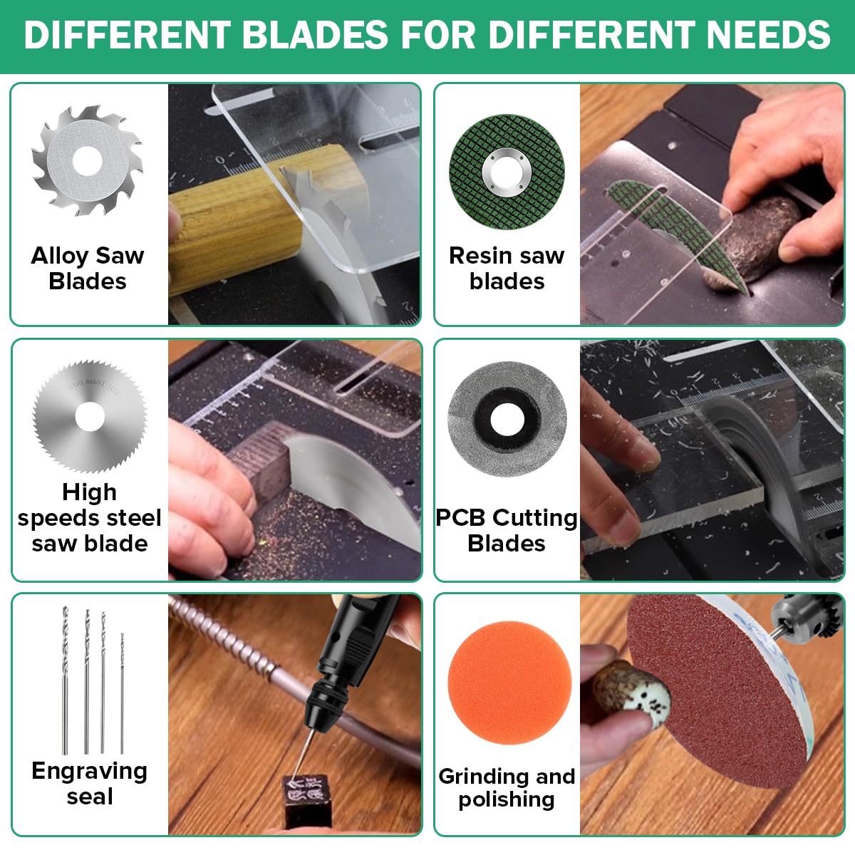 Nicklaua mini table saw showing 0–90 degree angle adjustment for accurate cuts.
