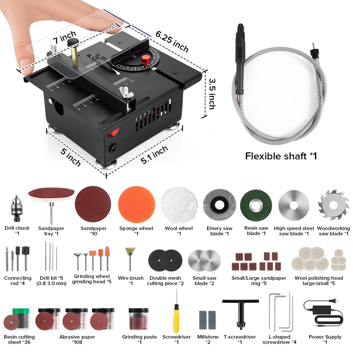 Nicklaua mini table saw cast iron body delivering durable stability.