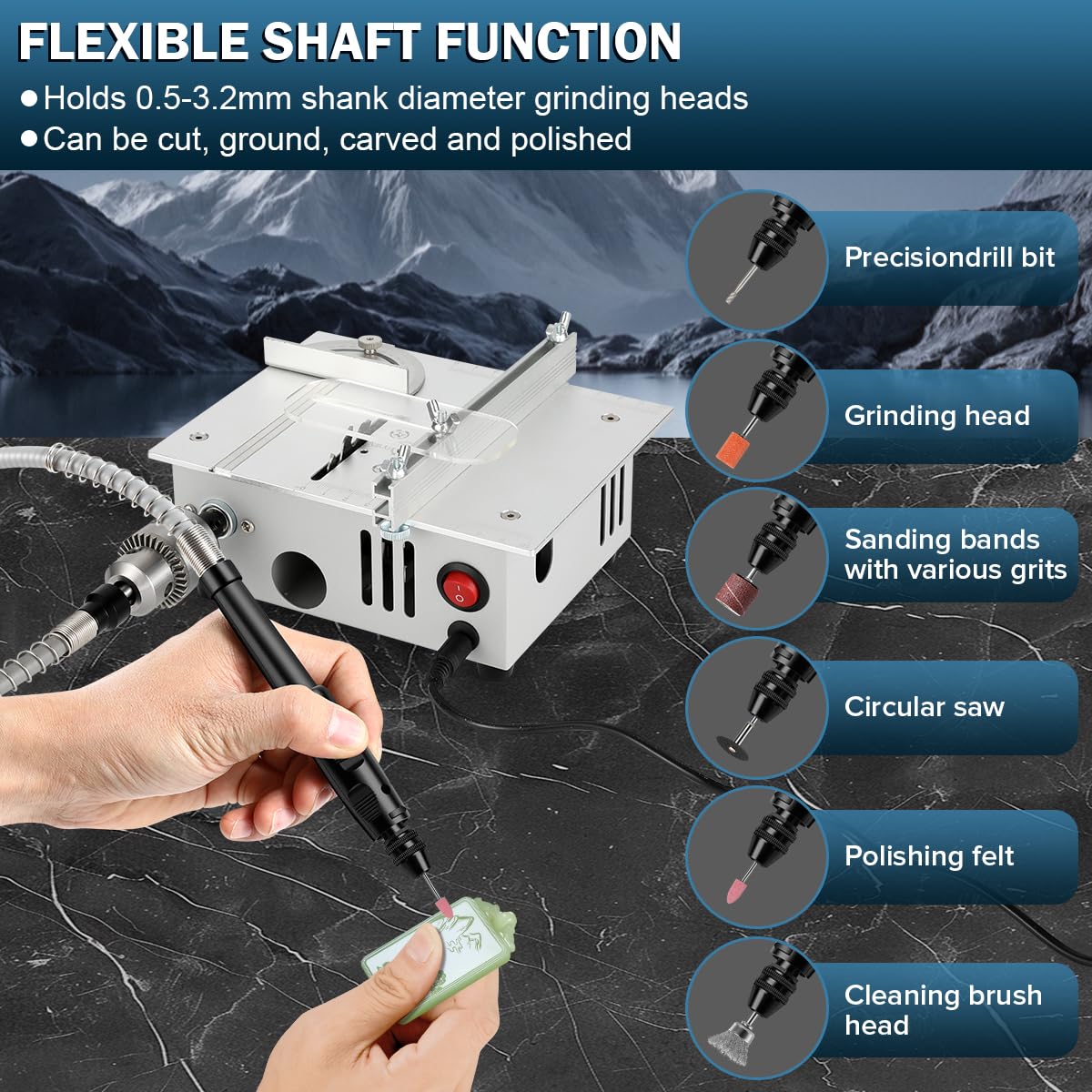 Nicklaua Mini Table Saw four-blade set ready for various materials