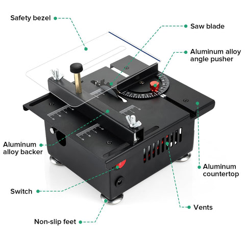 Nicklaua mini table saw in a compact, portable design for easy transport.