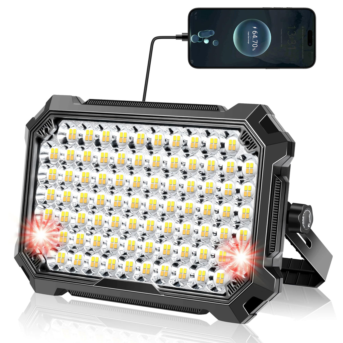 NICKLUC LED work light front view showing bright output for outdoor use