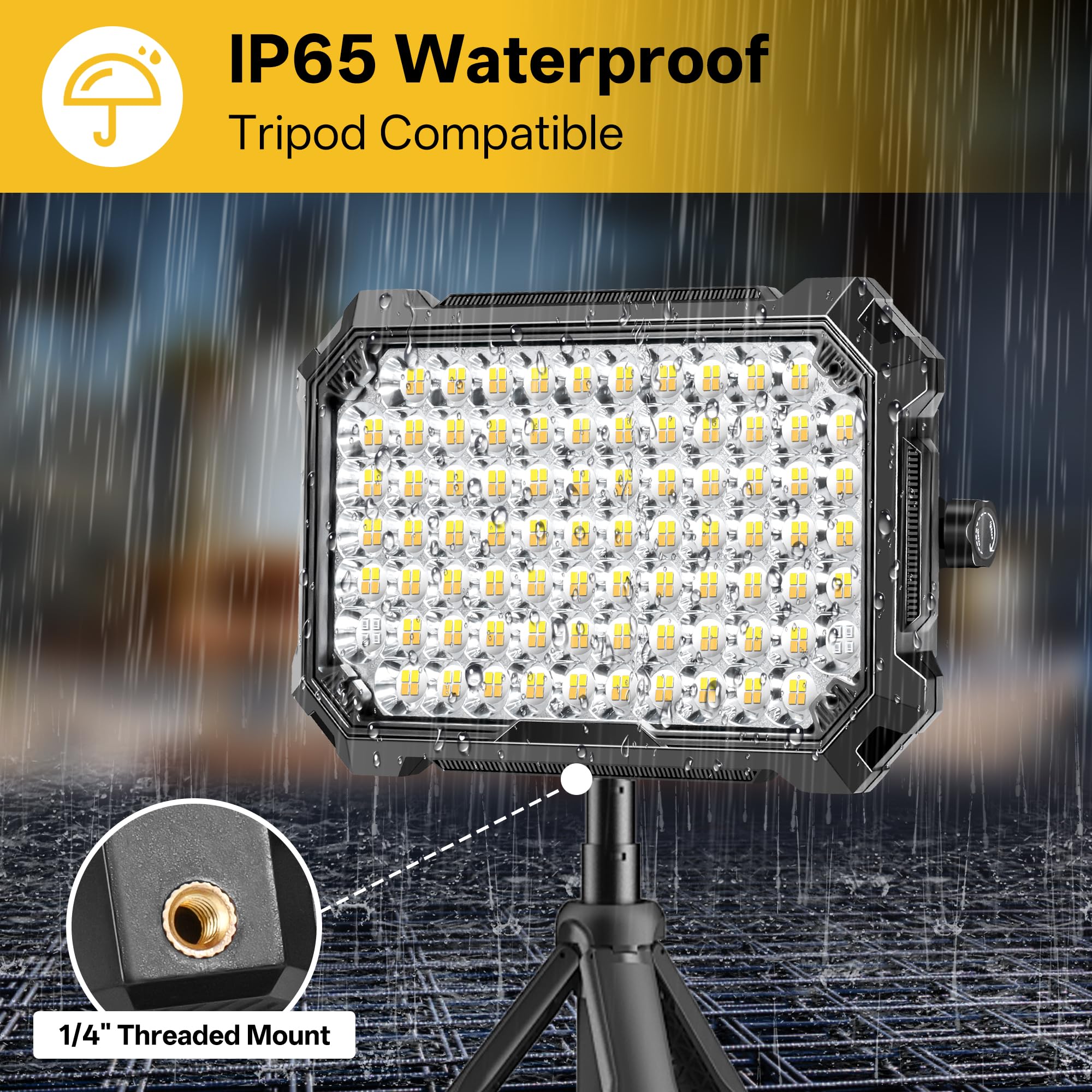 NICKLUC LED work light in use at a campsite for bright coverage