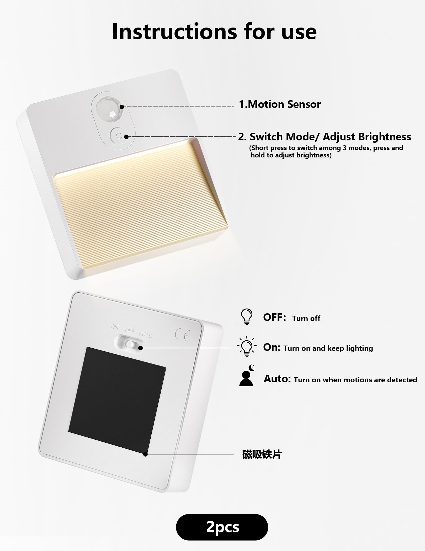 NICKLUC magnetic base stick-on light offers tool-free closet mounting.