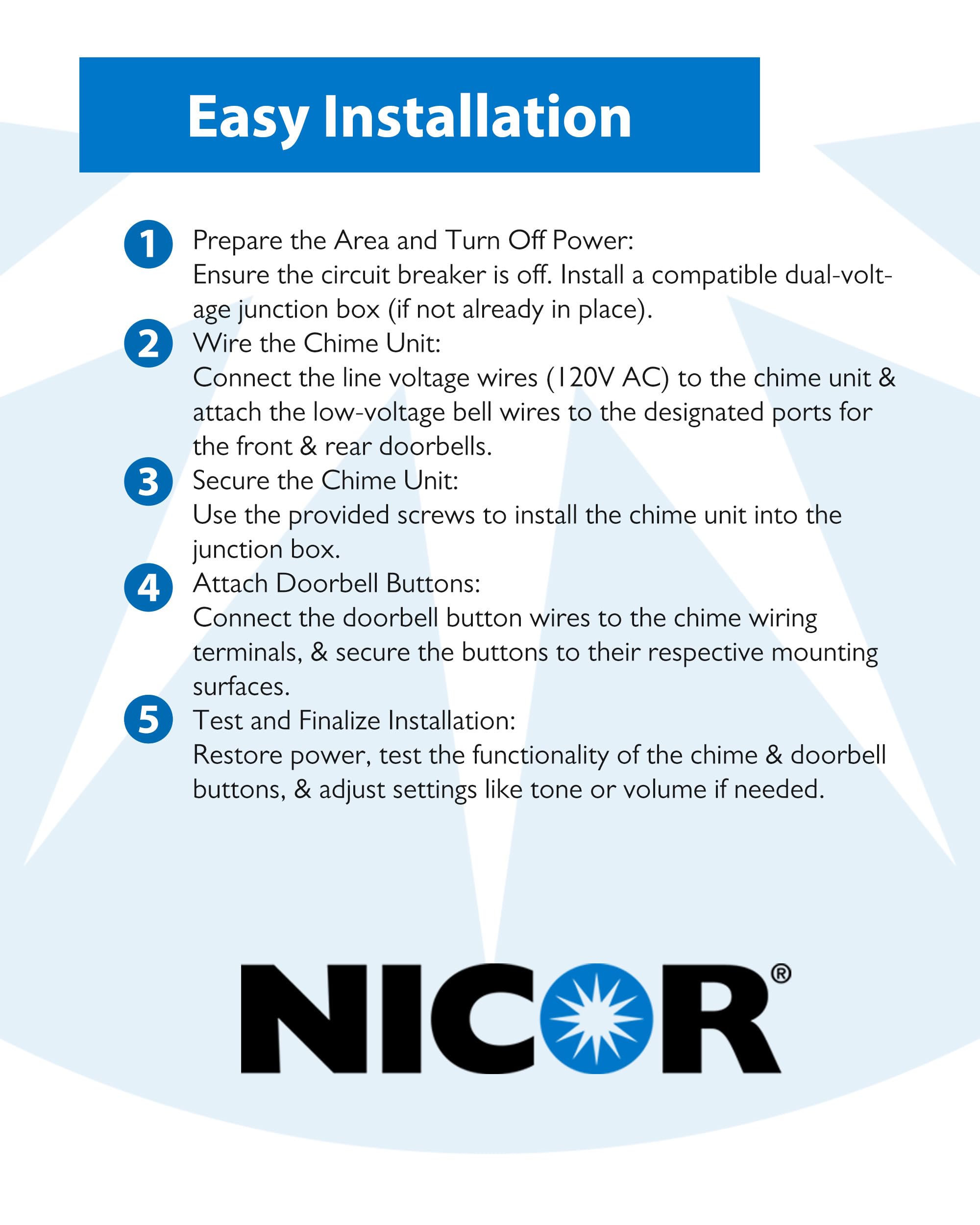 Nicor PrimeChime Plus 2 Stucco polished brass button lift for premium look