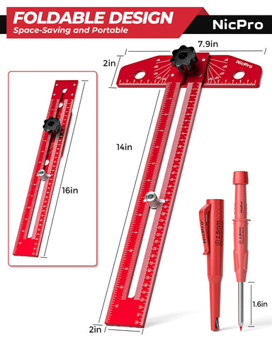 Nicpro 0-180 degree protractor for quick angle setup in layouts.