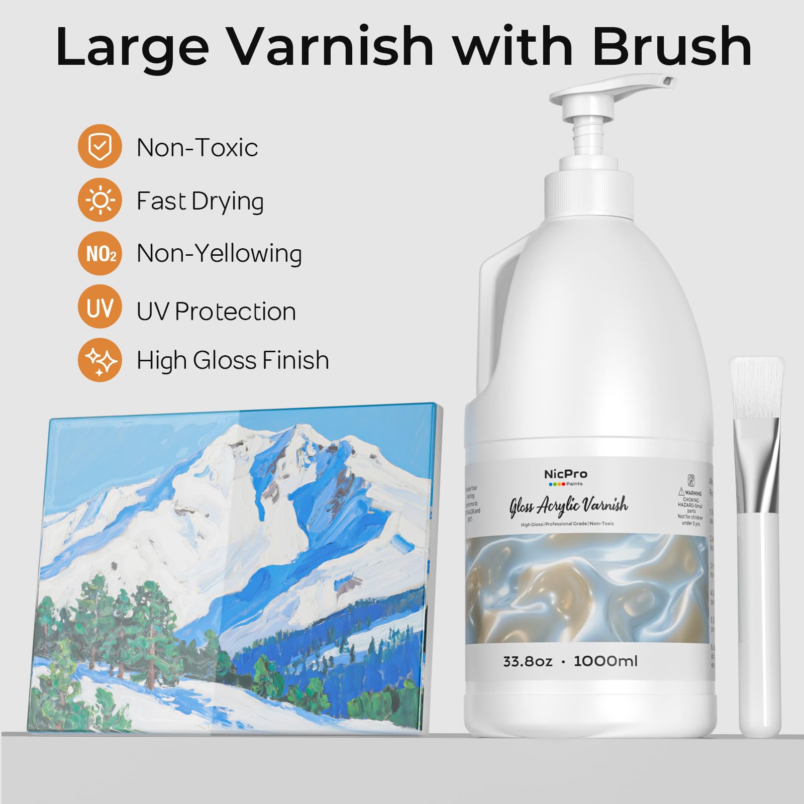 Nicpro varnish protects artwork from dust and UV rays after application.