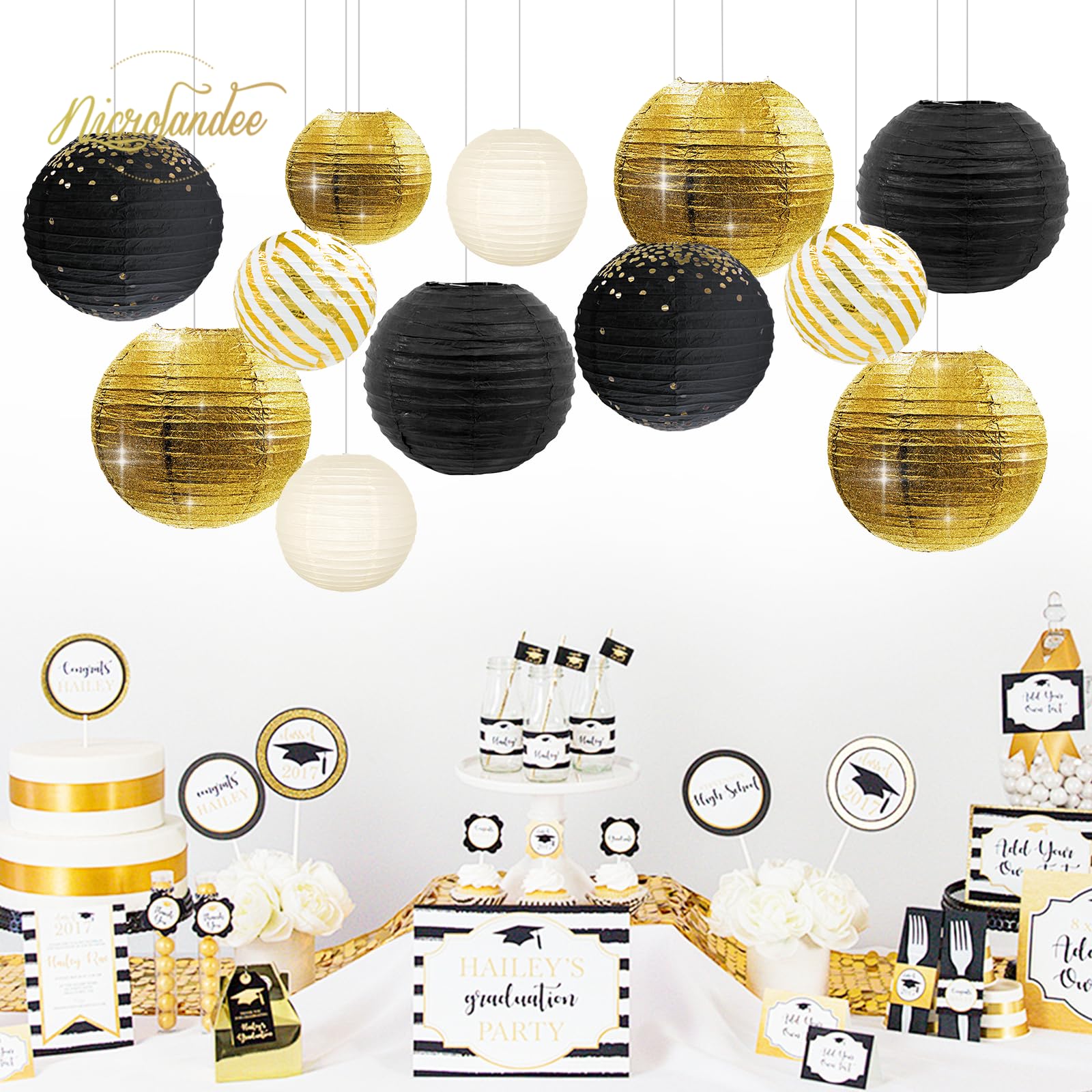 Nicrolandee hanging lanterns setup for DIY ceiling decor