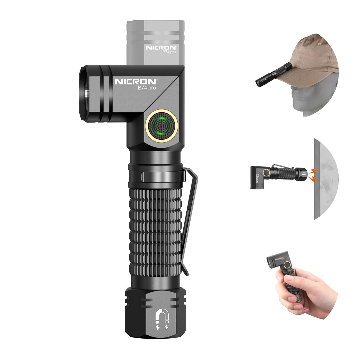 NICRON B74pro right-angle head light for hands-free illumination on outdoor tasks.