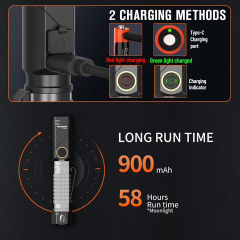 NICRON B74pro Type-C rechargeable flashlight for fast, convenient charging.