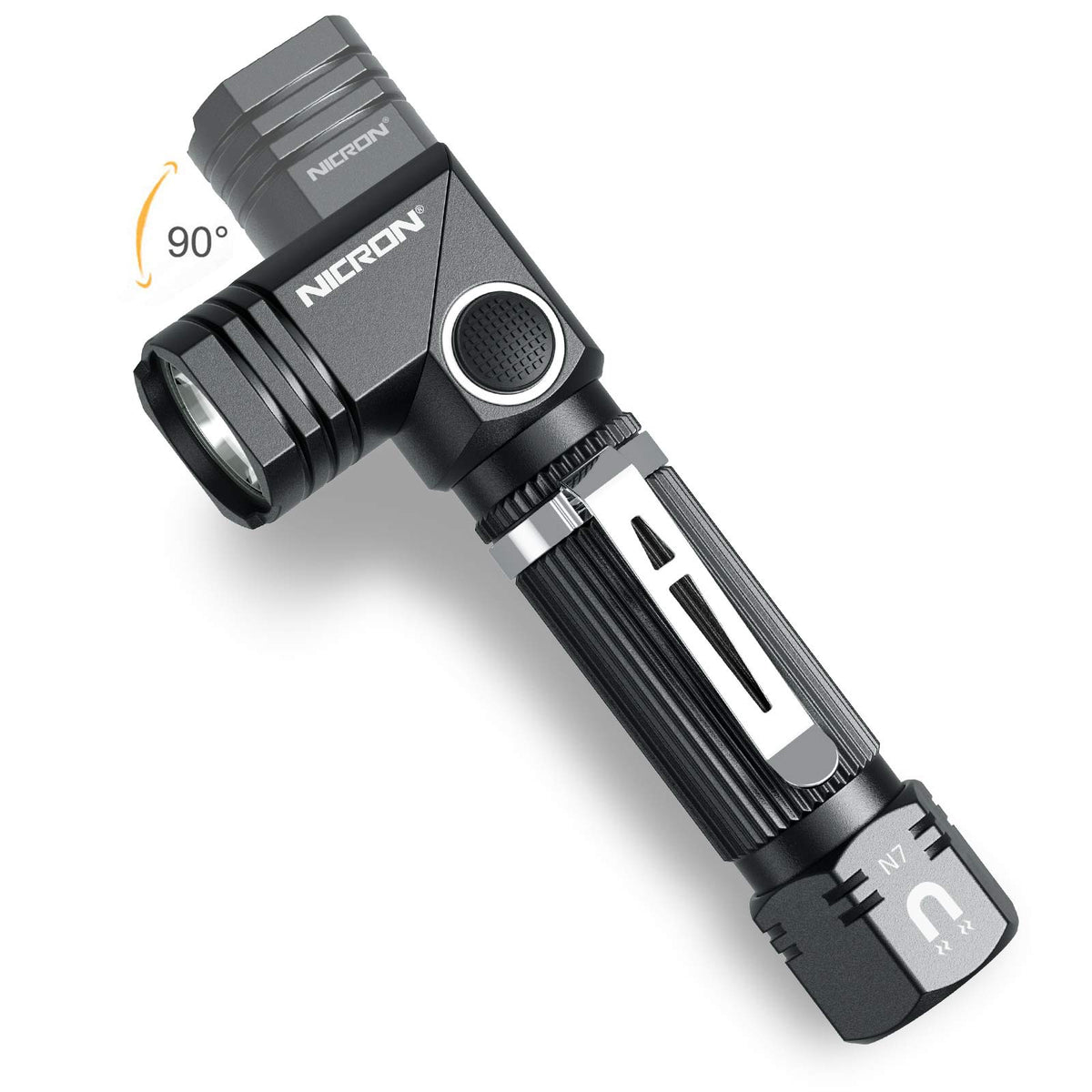 NICRON N7 flashlight with rotating head for versatile outdoor lighting during camping