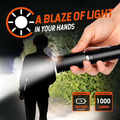 NICRON N9 flashlight magnetic end attaches to metal surfaces for hands-free use