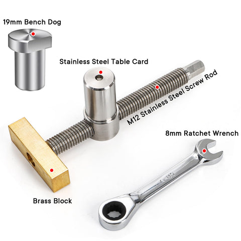 Nicunom three-quarter-inch dog-hole clamps fit standard holes securely.