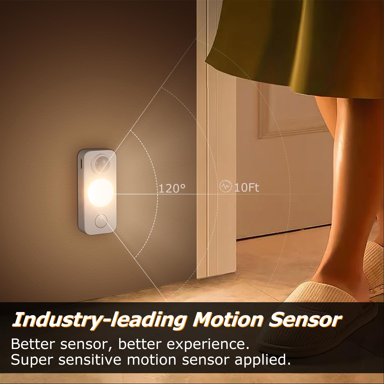NIEGNOWOO puck light installed under a drawer to reveal contents on motion.