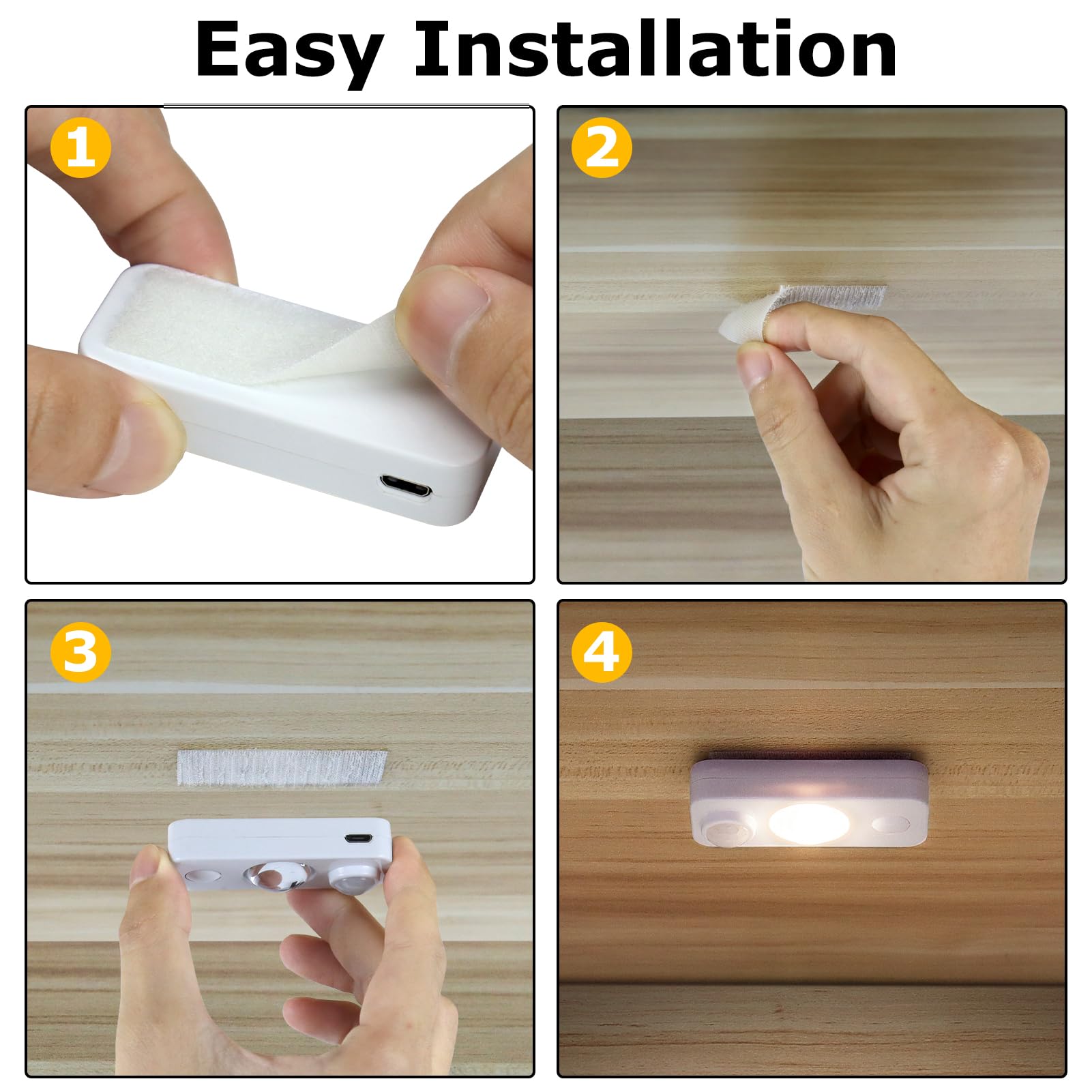 NIEGNOWOO wireless warm white night light suited for closets, shelves, and hallways.