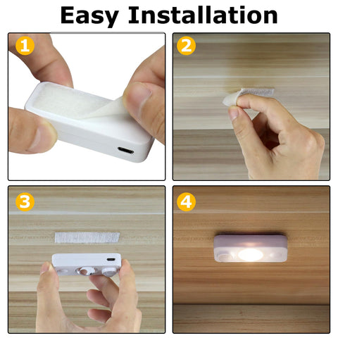 NIEGNOWOO wireless warm white night light suited for closets, shelves, and hallways.