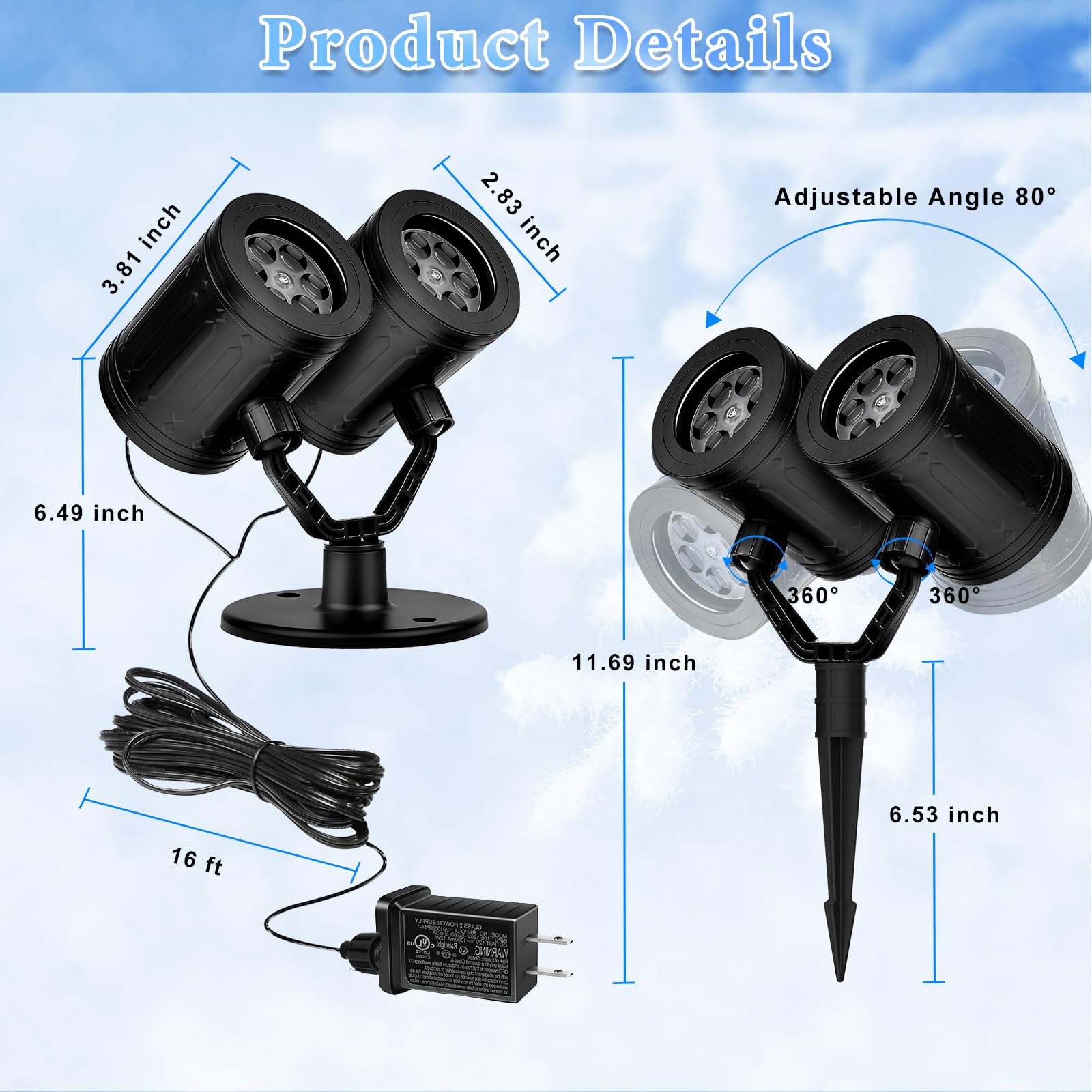 Nielfoi dual-head rotation allows adjustable angles for optimal coverage.