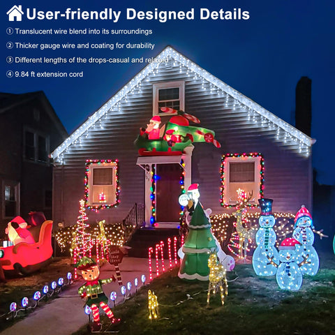 Nielfoi clear-wire icicle lights blend with any exterior