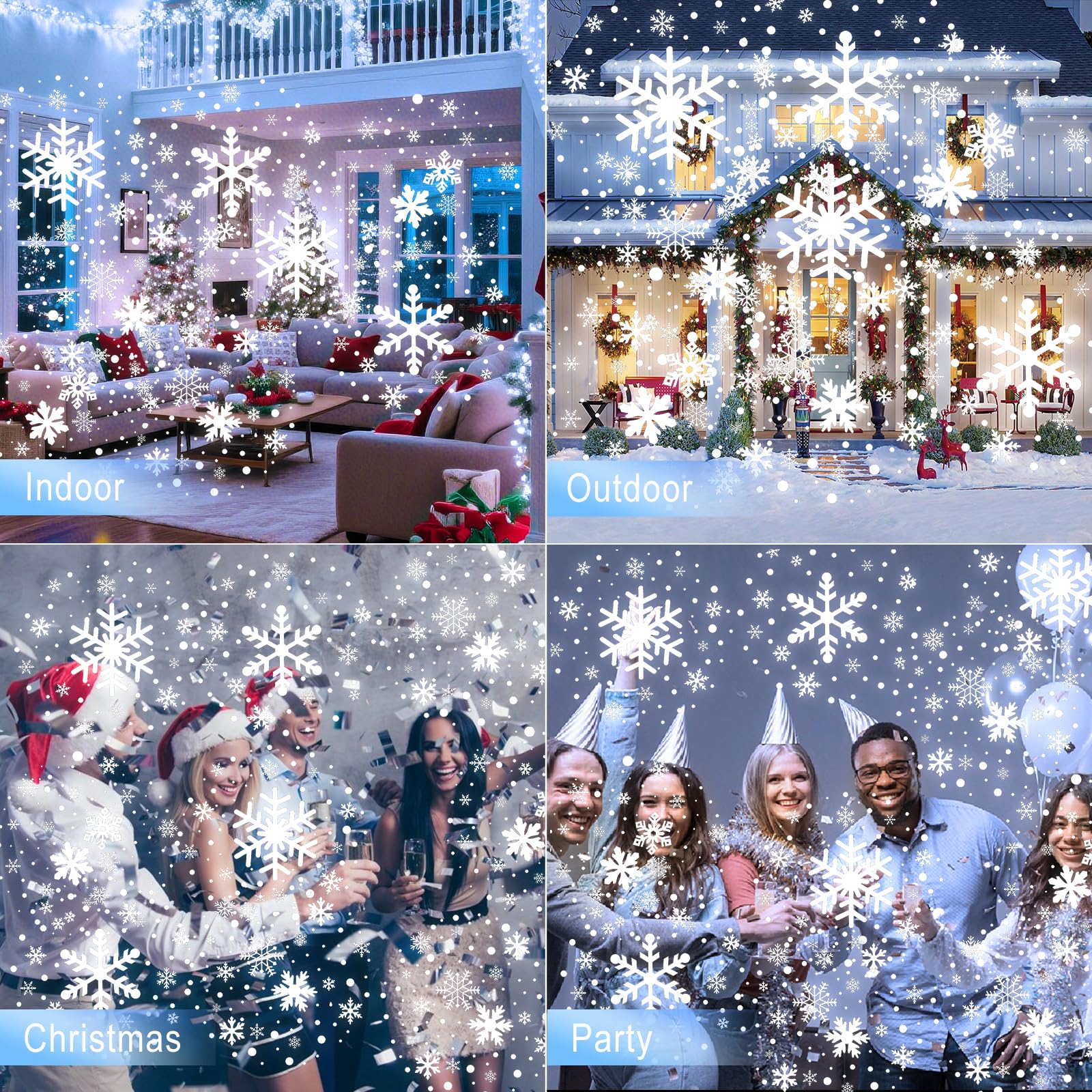 Nielfoi indoor and outdoor holiday projection lights brighten walls, patios, and gardens.