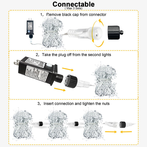 Nielfoi IP44 waterproof icicle lights resist rain and snow