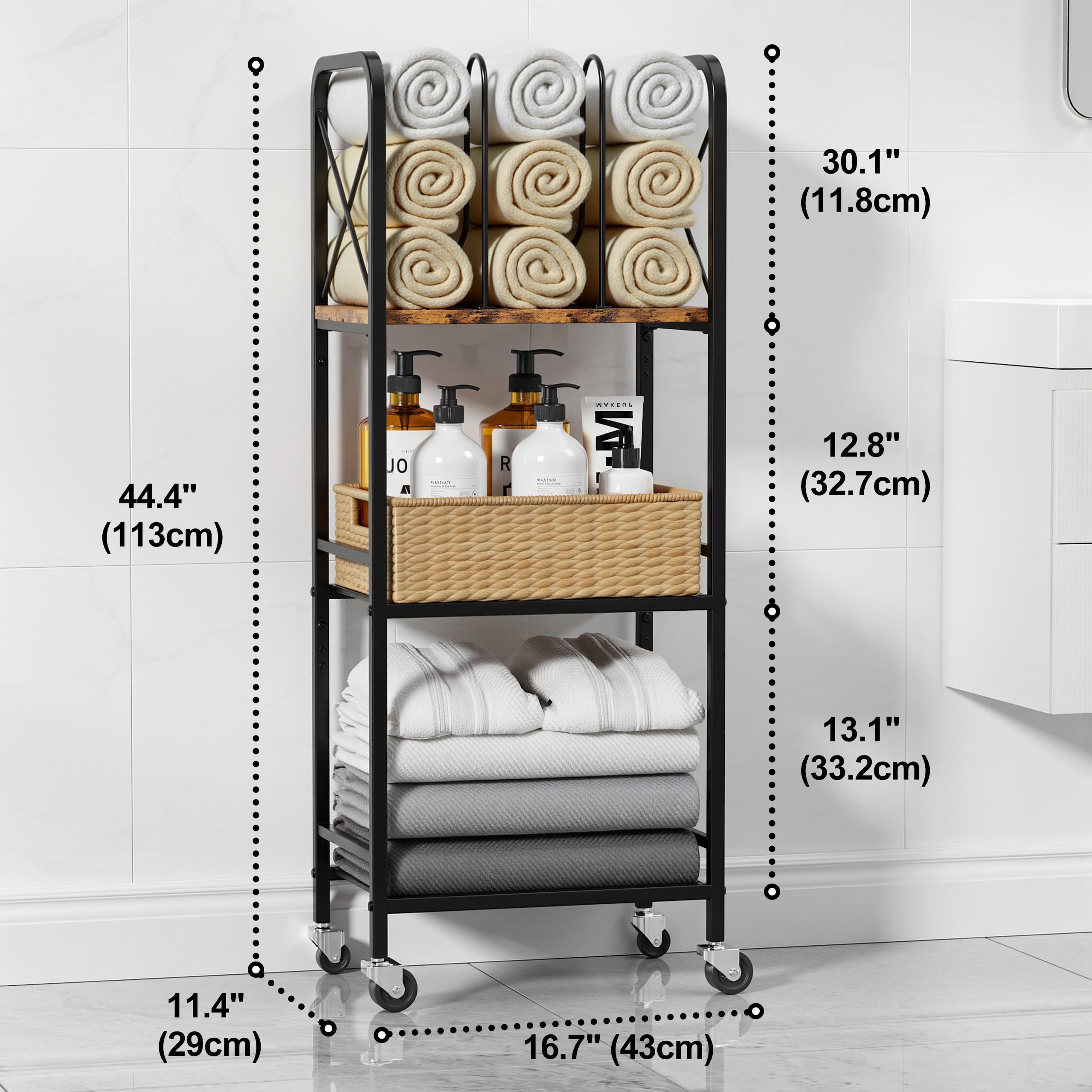 niffgaff top shelf with detachable M-shaped dividers keeping towels upright
