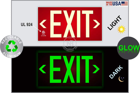 NightBright red exit sign measures 14.25 by 7.5 inches for clear visibility