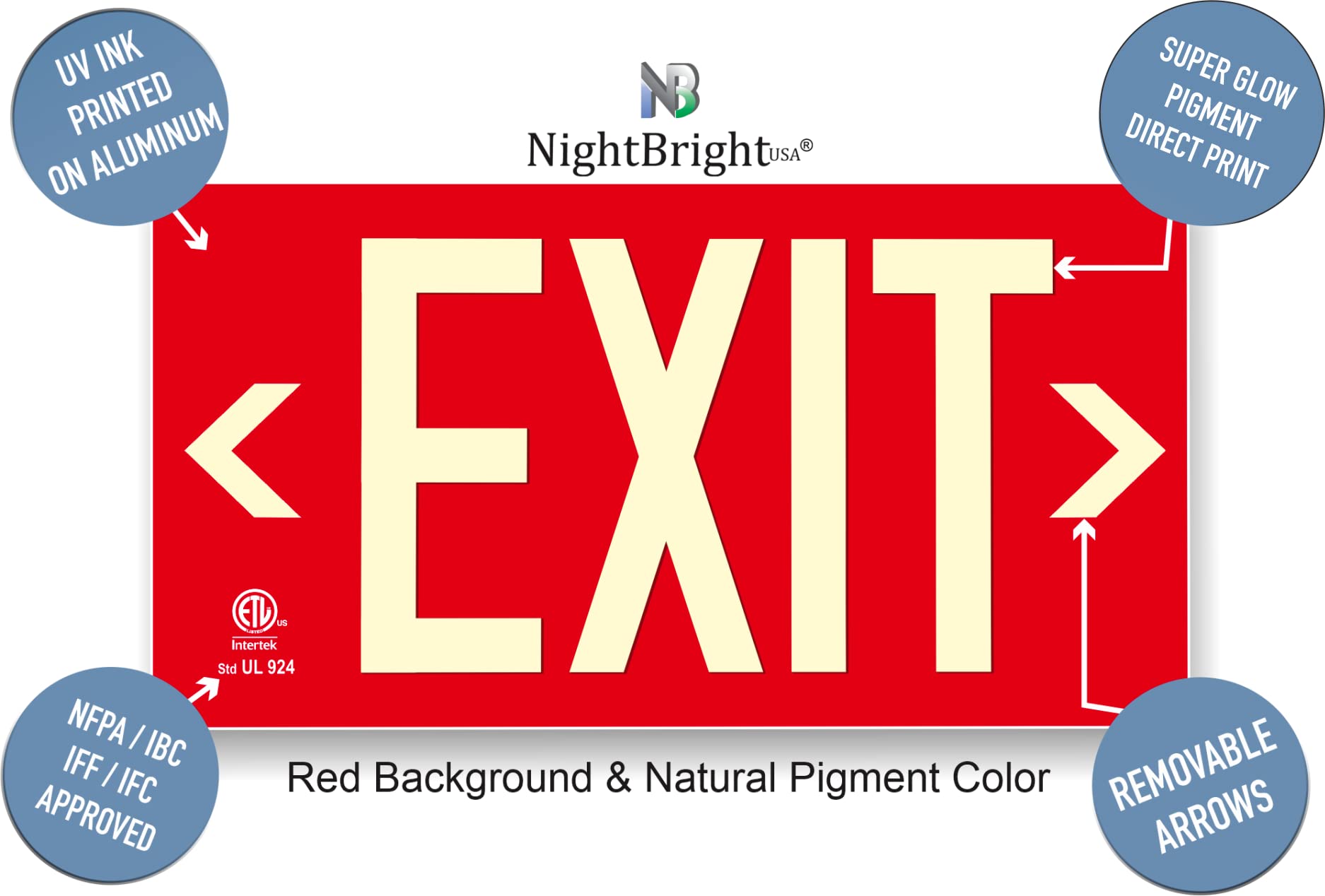 NightBright UL 924 listed sign confirms safety code compliance