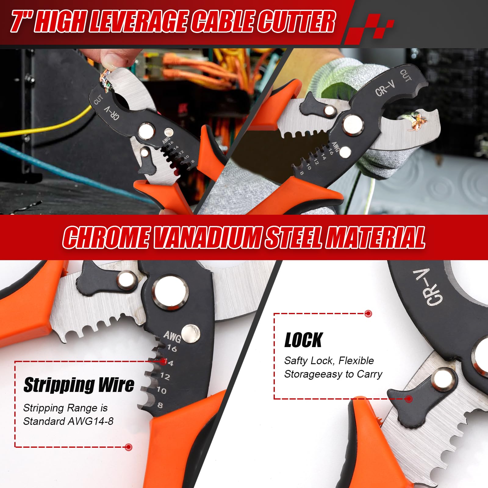 NIKI MOTORSPORTS 7-inch high-leverage cable cutter for wires