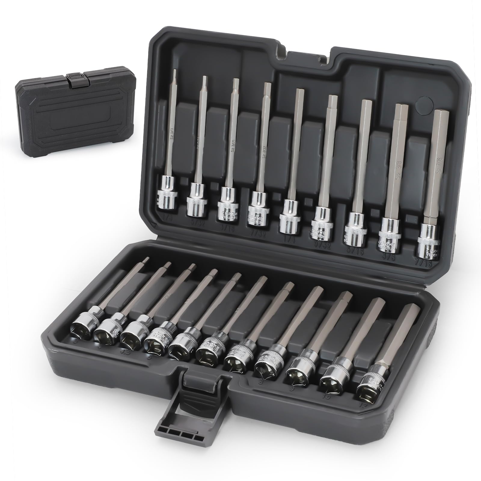 NIKI MOTORSPORTS extra-long hex sockets provide deep reach for hard-to-reach bolts.