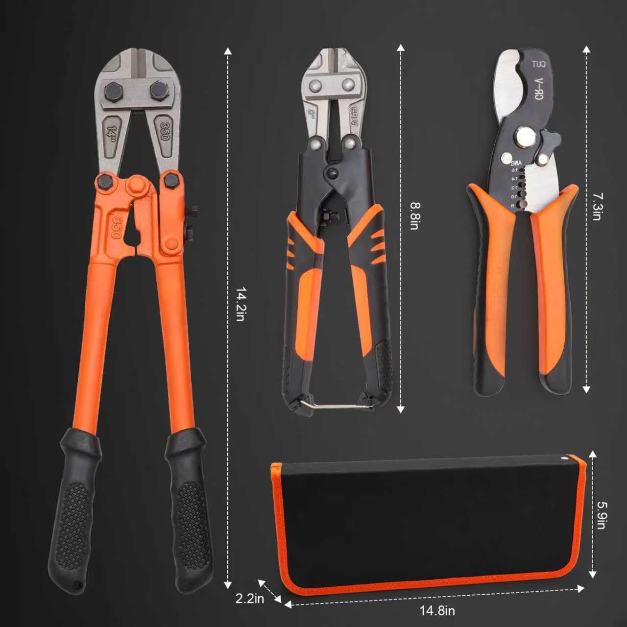 NIKI MOTORSPORTS three-piece cutter set arranged for toolbox use