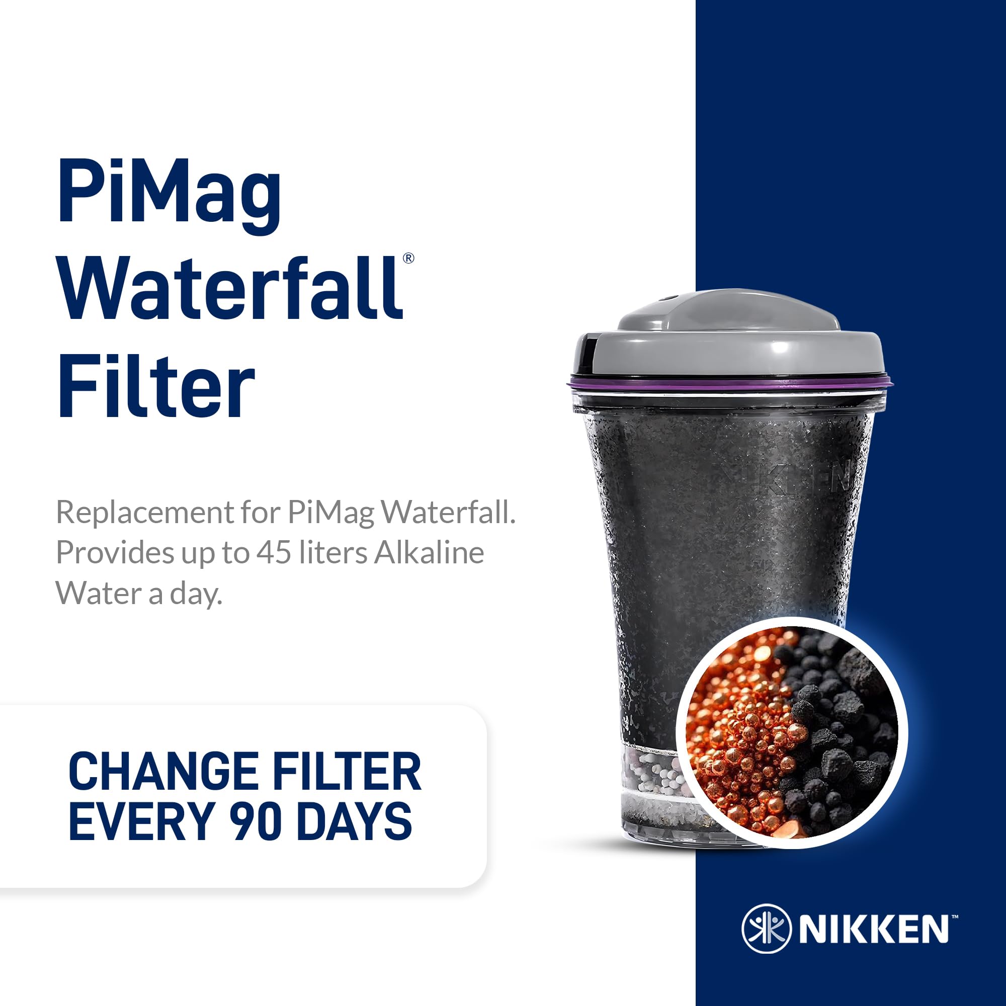 Nikken PiMag Waterfall cartridge highlights copper minerals for refreshing taste